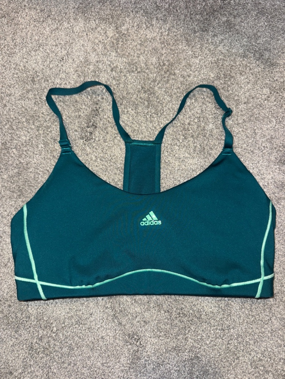 adidas Teal Racerback Sports Bra with Mint Piping